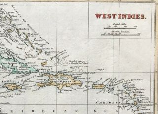 Map of WEST INDIES c1820 for Walkers Atlas,  engraved,  hand colour 2