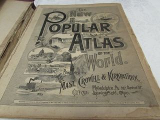 1892 POPULAR ATLAS OF THE WORLD maps of the US post office telegraph offices, 2