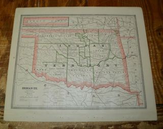 1885 Map Of Indian Territory - Double Page Map Of Texas On Reverse & More