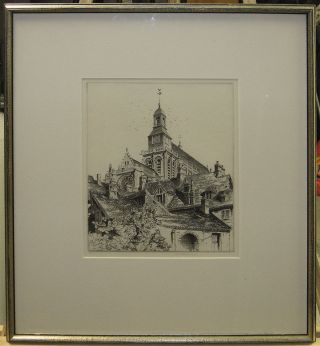 John Taylor Arms Exceptional 1932 Etching " Eglise Saint Gervais " Listed Artist