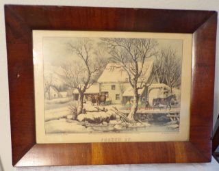 Antique Currier & Ives Lithograph Print " Frozen Up " 125 Nassau St.  Ny.