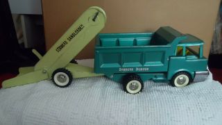 Structo 1970 Green Dump Truck,  Yellow Sand Loader W/box No 409