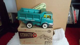 Structo 1970 Green Dump Truck,  Yellow Sand Loader w/box No 409 2