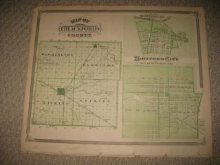 Fine Antique 1876 Blackford County Hartford City Montpelier Portland Indiana Map