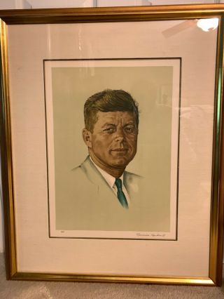 Signed Norman Rockwell Portrait Ofjohn F Kennedy 20/200 Artist Proof Lithograph