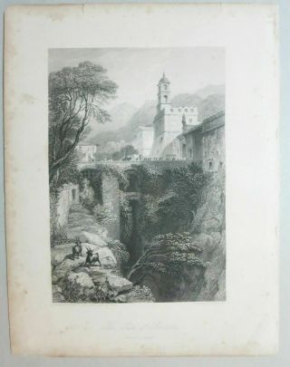 Veduta Sorrento Campania 1845 - 60 Brockedon Stampa Originale