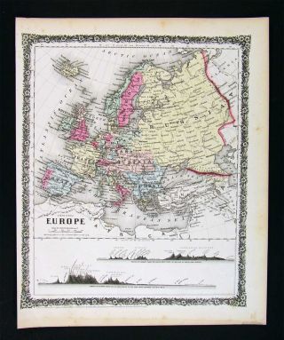 1858 Colton Map Europe Austria Italy Spain Britain Russia France Germany Sweden