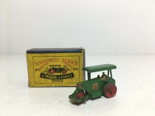 Lesney Matchbox Moko 1 A Aveling Barford Road Roller W Curved Roof Vgc W Box