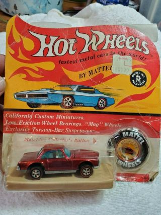 1967 Hot Wheels MERCEDES - BENZ 280SL Redline With Collectors Button,  Card 6