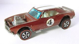 1969 Mattel Hot Wheels Redline Heavy Chevy Camaro Brown No.  4 W White Int Hk