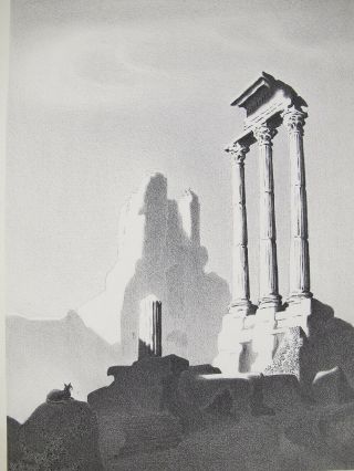 Orig Ellison Hoover C 1935 Art Deco Lithograph Roman Forum With Cat - Wow Nr Yqz