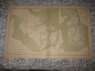 Large Antique 1891 Yorktown Williamsburg Virginia Official Civil War Map Rare Nr