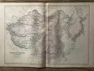 1884 Chinese Empire China Large Coloured Antique Map By W.  G.  Blackie