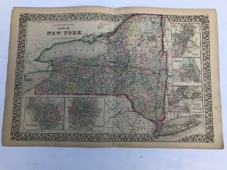 Antique Augustus Mitchell 1871 County Map Of The State Of York