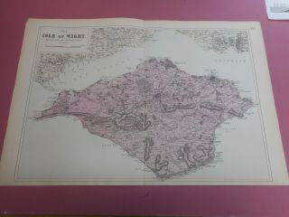 100 Isle Of Wight Map By G Bacon C1890 Vgc