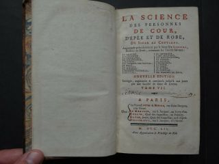 1752 Limiers Atlas La Science Personnes de la cour Vol 7 / plates engravings 4