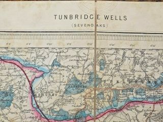 1890 Ordnance Survey Map Tunbridge Wells Kent Sussex Antique Old James Wyld OS 6