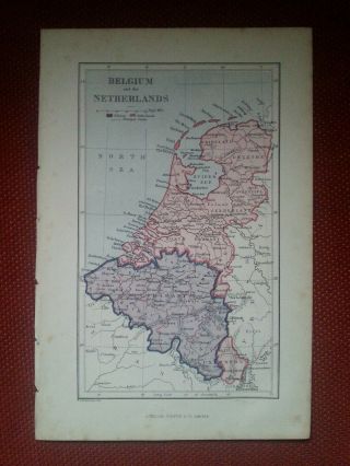 1878 Map Of Belgium The Netherlands,  Luxemburg By Ravenstein Virtue Antique