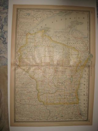 Vintage Antique 1883 Wisconsin Madison Railroad Map Fine Rare Nr