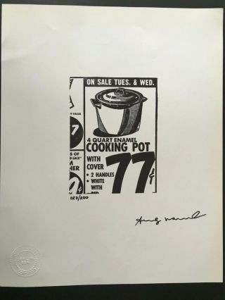 Andy Warhol 1986 Print Hand Signed with Certificate,  Resale $3,  150 2