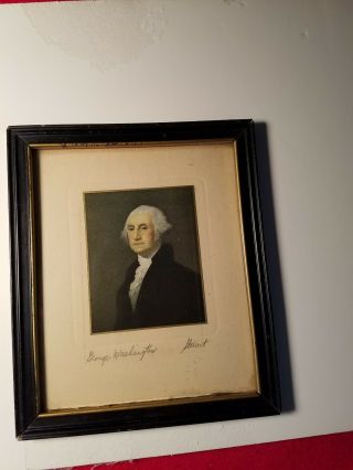 Us President George Washington Portrait Print Athenaeum G.  Stuart Vtg Art