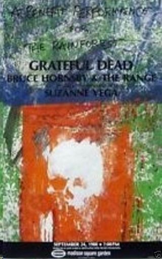 Grateful Dead Poster 1988 Benefit Rainforest Concert Madison Sq.  Ny Rauschenbeg