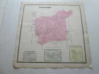 1873 Antique Map,  " Londonderry " Chester County Atlas,  Pennsylvania,  Witmer