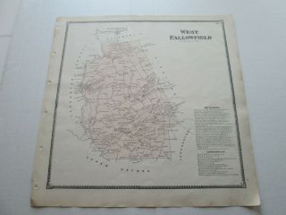 1873 Antique Map,  " West Fallowfield " Chester County Atlas,  Pennsylvania,  Witmer
