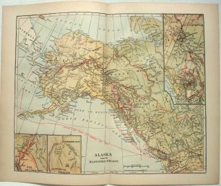 1899 Map Of Alaska And The Klondike Region By Dodd Mead & Co.  Antique