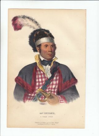 Rare 1848 Mckenney & Hall Hand Colored Octavo Print: Mcintosh.  Creek