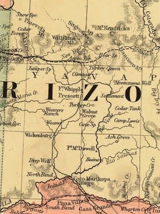 1867 Mexico & Arizona Historic State Map - 16x20 2