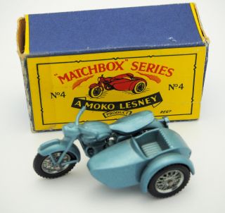 Moko Lesney Matchbox 4 Triumph Motorcycle Sidecar Box