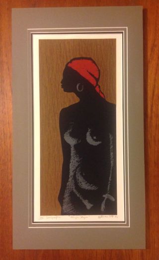 Puerto Rican Artist Eduardo Torres Soto Serigraph " Mujer Negra " 23/100 Signed