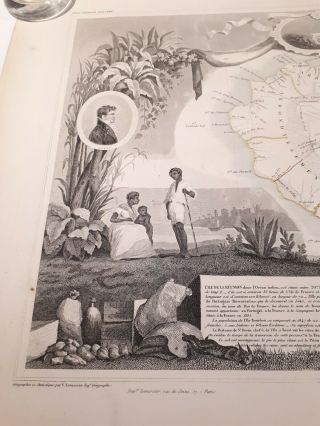 BOURBON REUNION Island map handcolored 1852 antique illustrated pictorial Africa 2