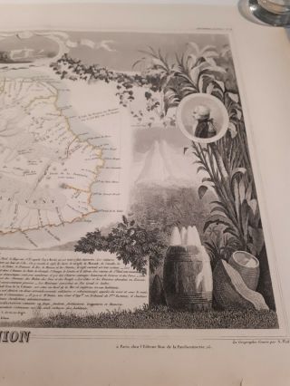 BOURBON REUNION Island map handcolored 1852 antique illustrated pictorial Africa 4
