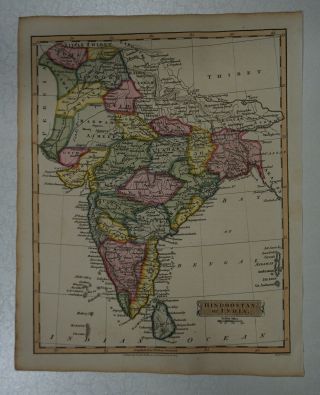 1814 J Russell Map Of Hindoostan Or India