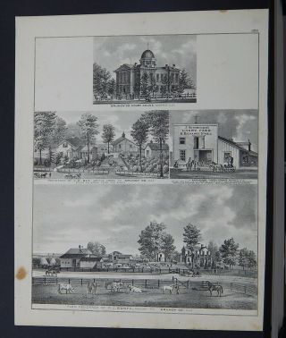 Illinois,  Grundy County Maps,  1874 Engraving,  Farm,  Horse Q2 83