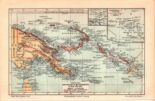 Antique Map.  Zealand & German Colonies.  1895