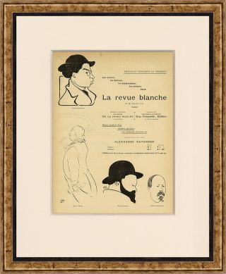 Orig 1897 Woodblock Printing " La Revue Blanche " Caricatures – Toulouse Lautrec