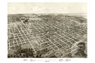Old Map of Bloomington,  IL from 1867 - Vintage Illinois Art,  Historic Decor 2