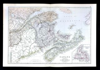 1883 Blackie Map - Canada - Nova Scotia Brunswick Newfoundland Halifax Fundy