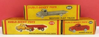 3 X Dublo Dinky Toys Empty Boxes Bedford Artic,  Bedford Flat & Morris