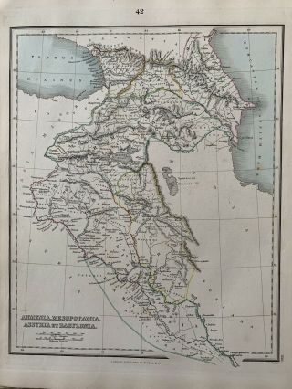 1853 Armenia Babylonia Mesopotamia Assyria Hand Coloured Map By Alex.  Findlay