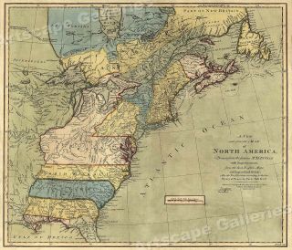 Map Of North America 1771 - Early American Colonies - 16x20