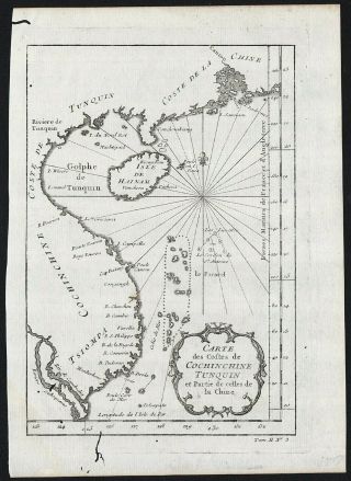1747 Southeast Asia: Carte des Costes de Cochinchine Tunquin - Bellin / Schley 2