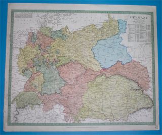 1842 Antique Map Poland Ukraine Bohemia Hungary Slovenia Moravia Croatia Austria