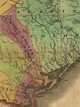 Historic 1837 Map of Republic of Texas Land Grants by Stephen F Austin - 20x24 2