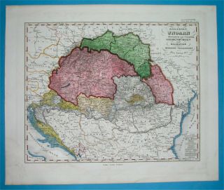 1854 Map Hungary Poland Slovakia Croatia Romania Transylvania Ukraine