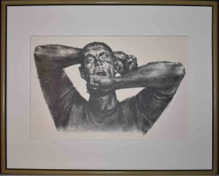 Listed American Artist Joseph Hirsch,  Signed Lithograph " Yawing "