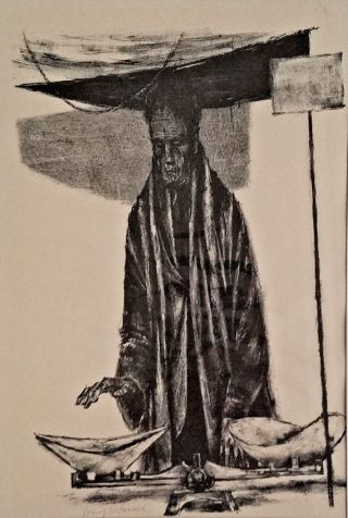 Joseph Hirsch (1910 - 1981) Lithograph " Man W/ Scales " Pencil Signed